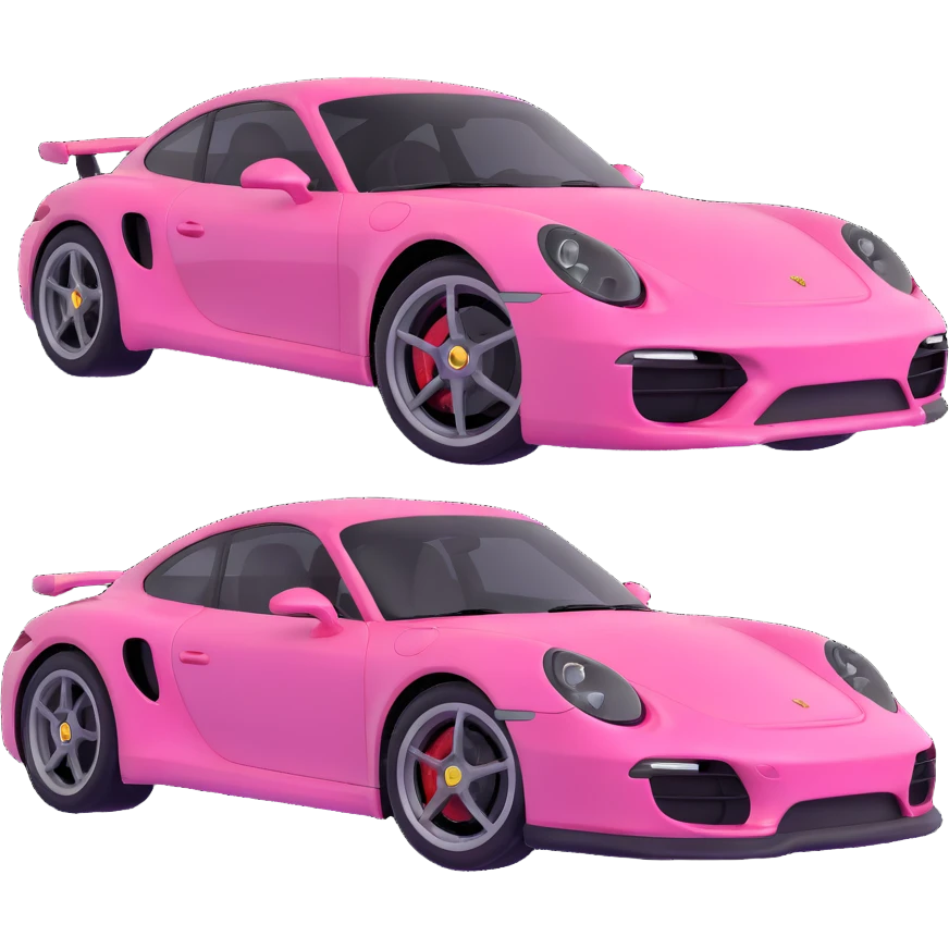 full view of a pink porsche sports car emoji