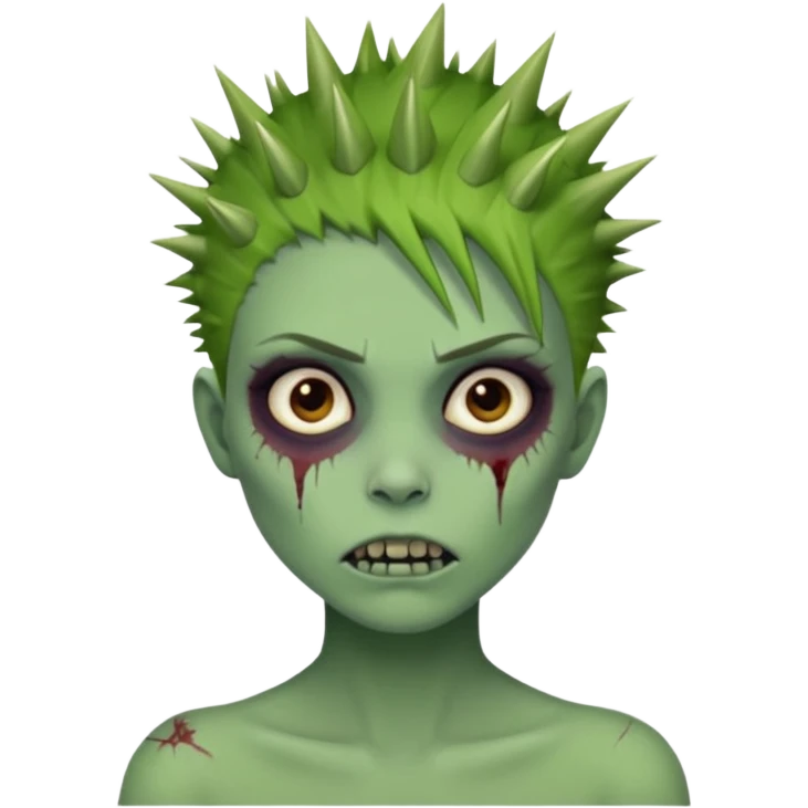 green-skinned zombie girl with short spiky hair emoji