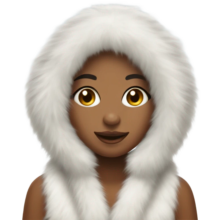 Girl in white big fluffy fur ear muffs emoji