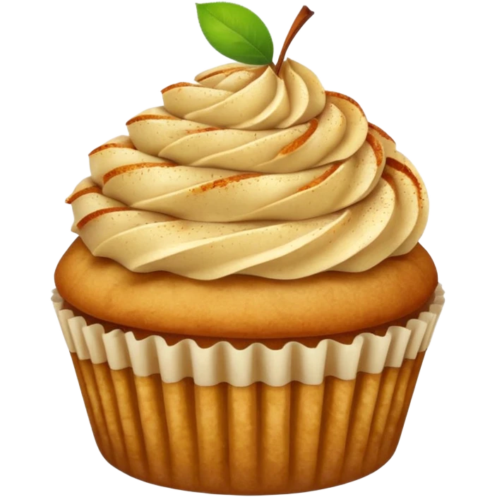 Apple pie cupcake with sliced apple & cinnamon dusting  emoji