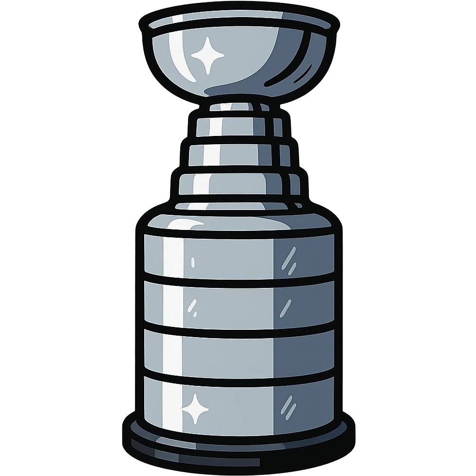 Stanley Cup trophy, cartoon style, bold lines, shiny silver emoji