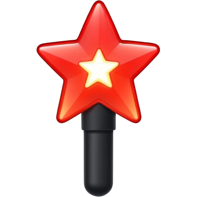 make a black white and red lightstick with a star in the middle emoji
