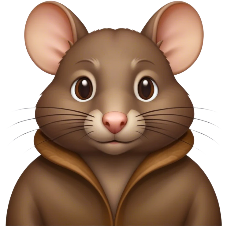 Cinematic Noble Brown Rat Portrait Emoji, Poised and alert, with a sleek, agile build and a smooth, well-groomed coat of warm brown fur, beady, determined eyes, Simplified yet sharp and sophisticated features, highly detailed, glowing with a soft, dignified glow, high shine, intelligent and resourceful, stylized with an air of urban savvy, focused and attentive, soft glowing outline, capturing the essence of a watchful and confident rat that feels as though it could scurry out of the screen with effortless authority! emoji