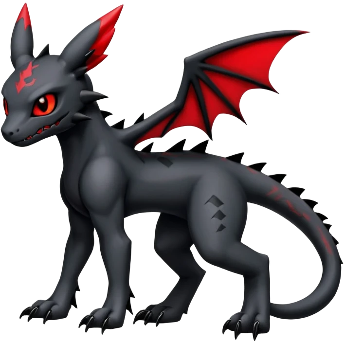 Gothic Edgy Badass Gloomy Cute Dark Guilmon-Salandit-Umbreon-Fakémon-hybrid-creature (full body)  emoji