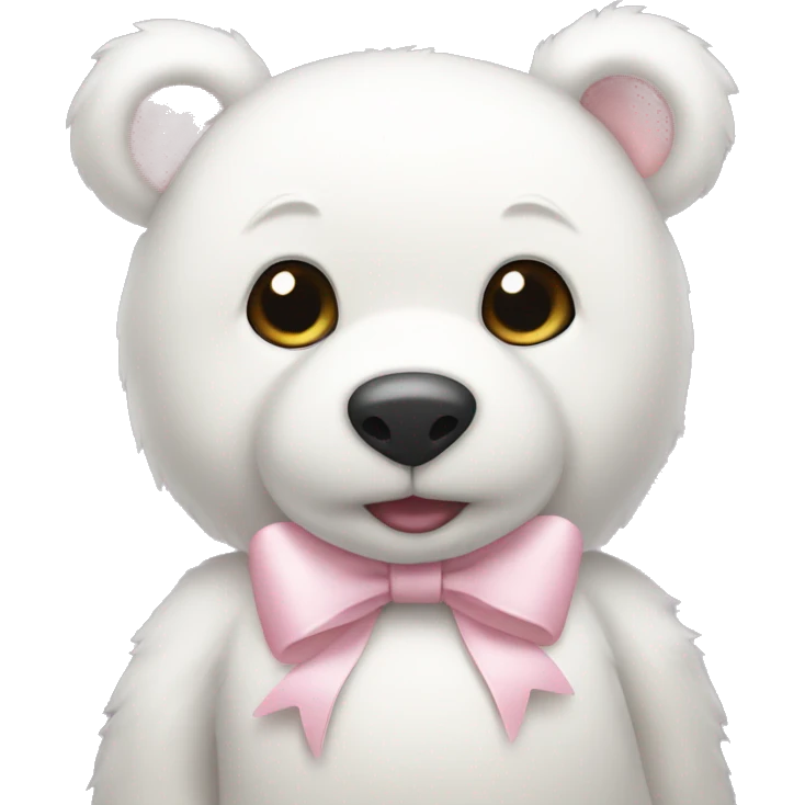 White teddy bear with light pink bow on the ear emoji