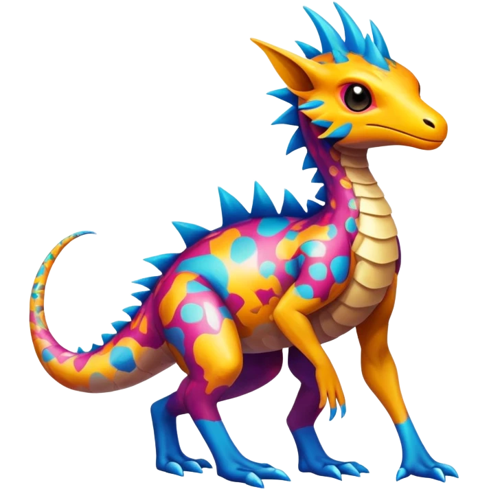 a vibrant colorful edgy vernid-fionbri-creature with splash patterns full body emoji