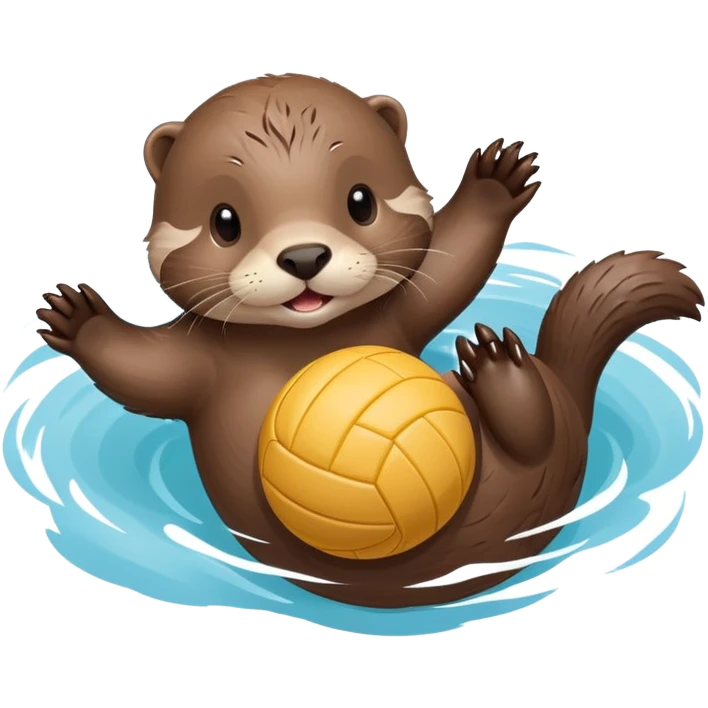 adorable otter floating on its back on water holding a volleyball on its tummy emoji