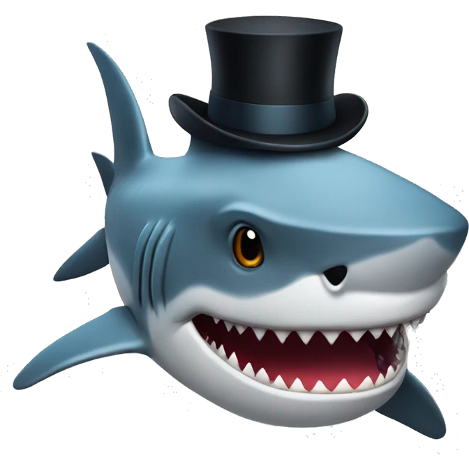 Shark with a top hat emoji