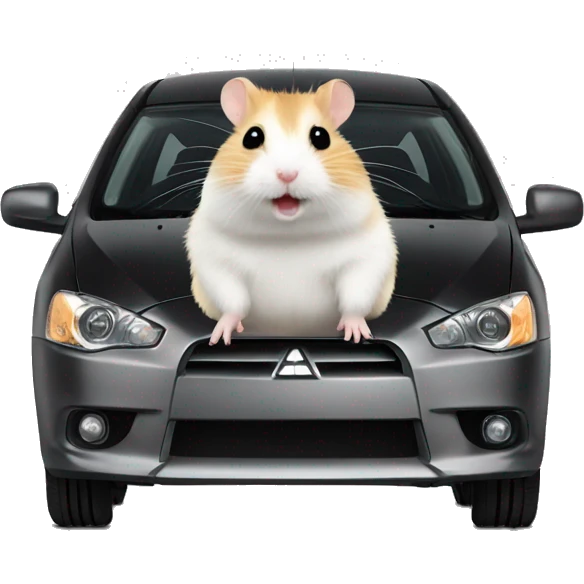 Hamster on Mitsubishi lancer black  emoji