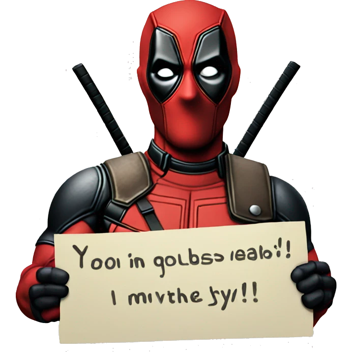 Deadpool holding a note saying shusshh emoji