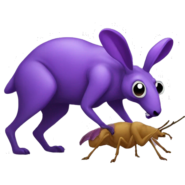 bug eating purple Aardvark emoji