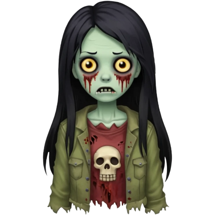zombie girl, long black hair emoji