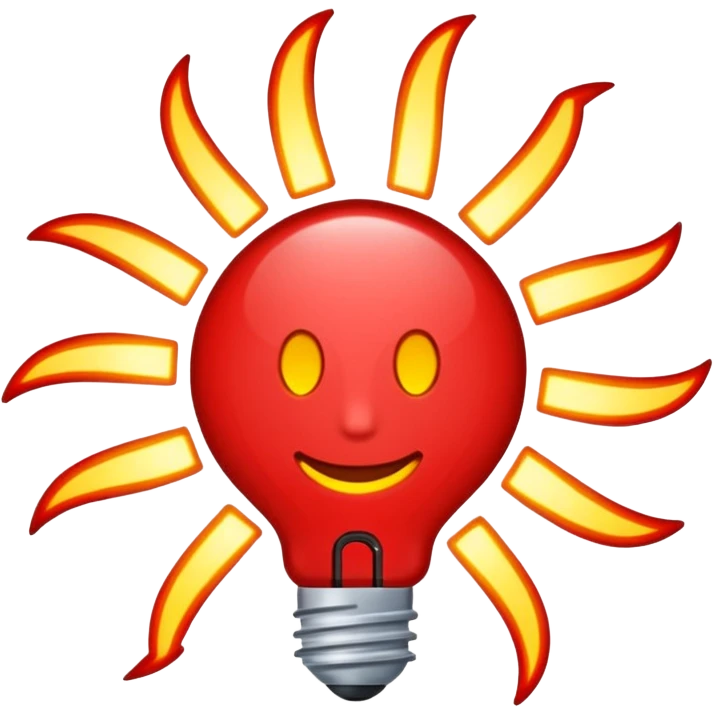 Rayos, electricidad, centellas con expresiones de alegría color rojo emoji