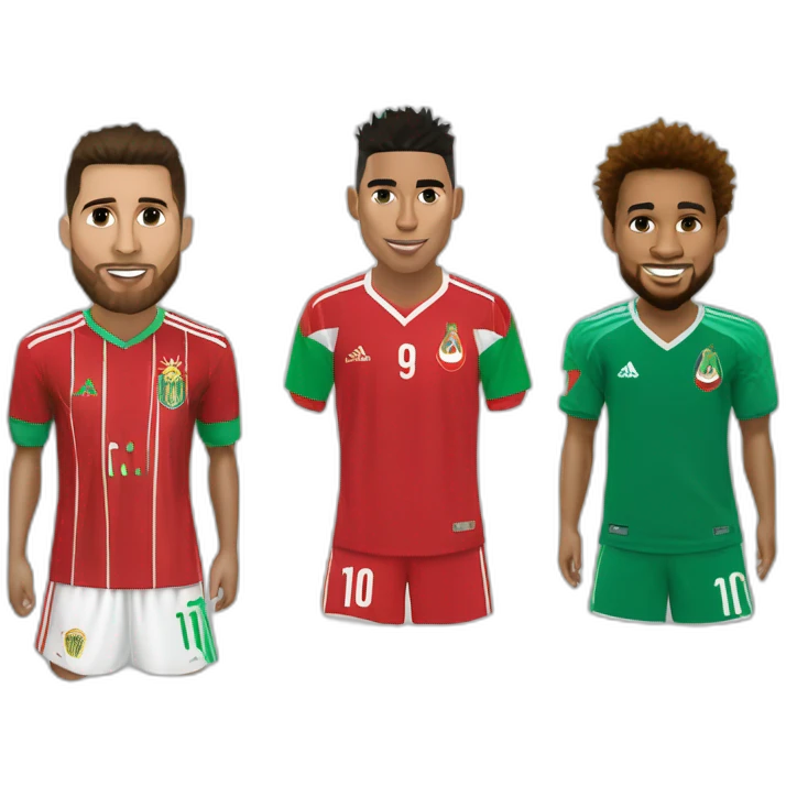Ronaldo + messi + neymar avec le maillot du maroc IRL emoji