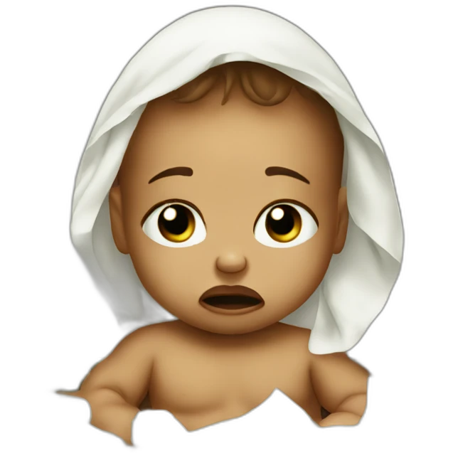 Crying baby using dollar bills as tissues emoji