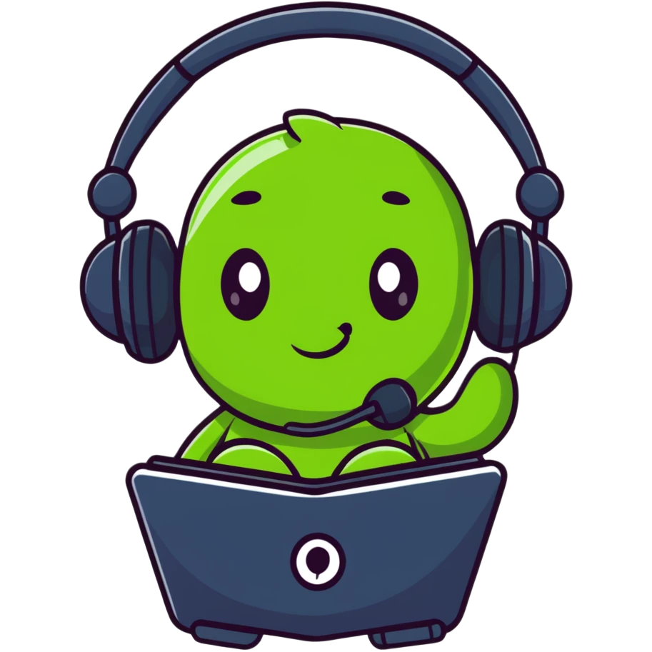 cute green pea wearing headphones emoji