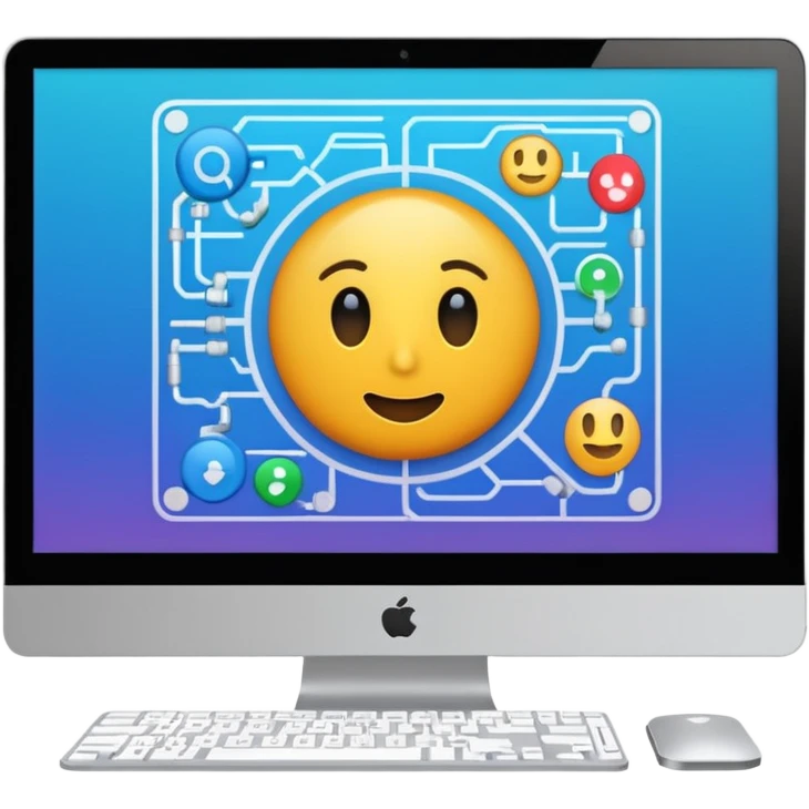 AI webflow on a computer - really complicated emoji