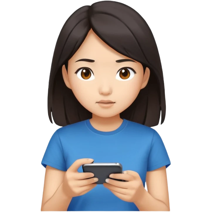  An Asian girl looking at her phone while charging emoji