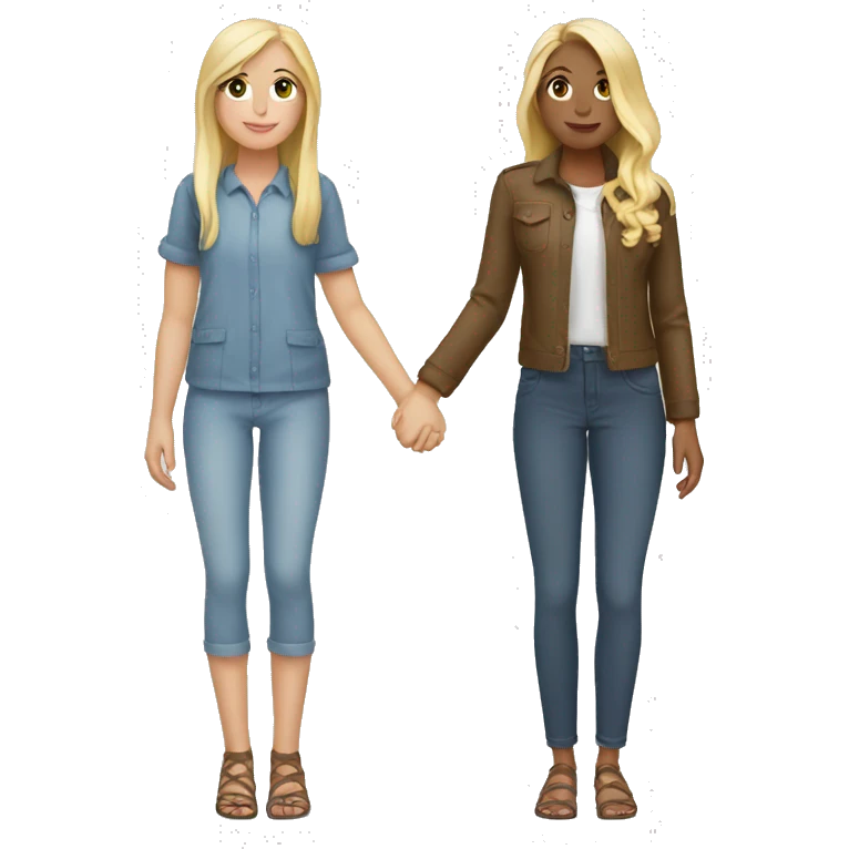 2 blonde girls holding hands emoji