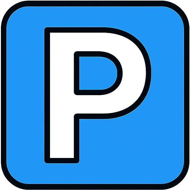 parking symbol, simple, clean, blue and white, universal icon style emoji