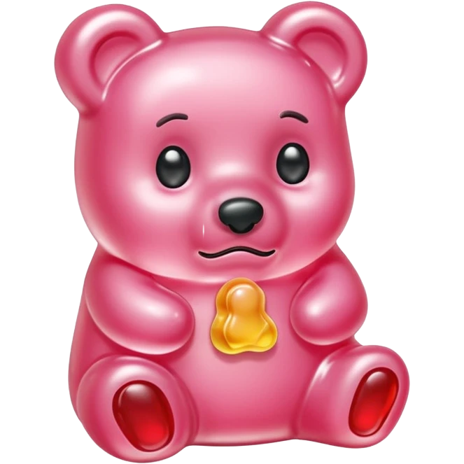 Sad light pink Gummy bear melting into ground emoji