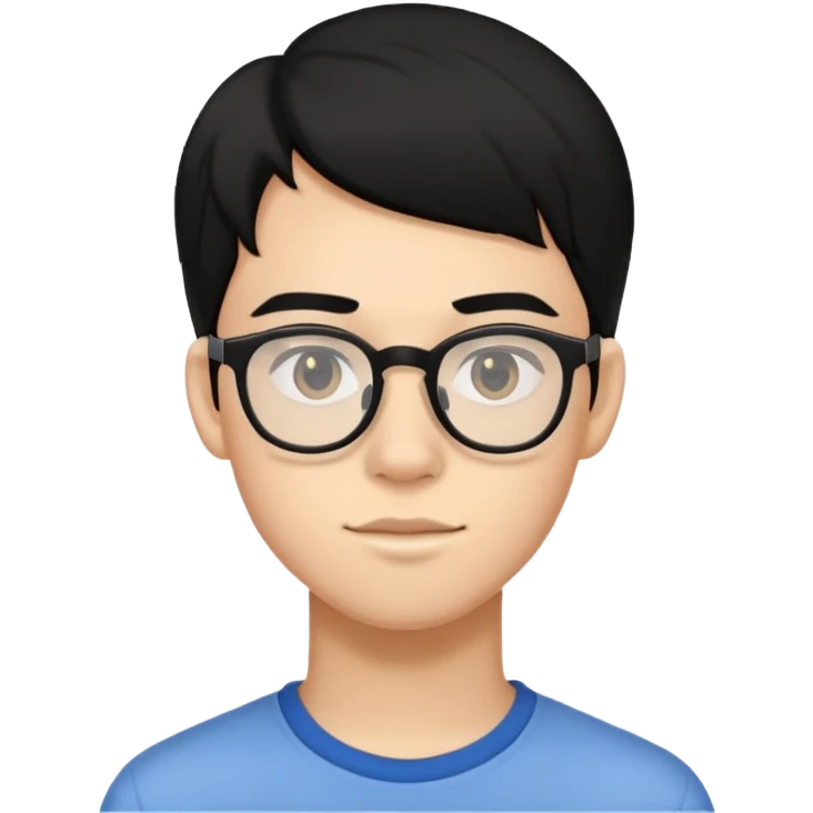 Hombre de 17 años con cabello algo largo negro y lentes  emoji