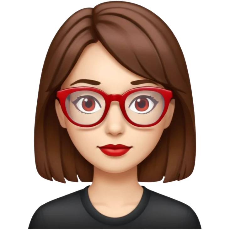 woman with medium brown hair and red glasses emoji