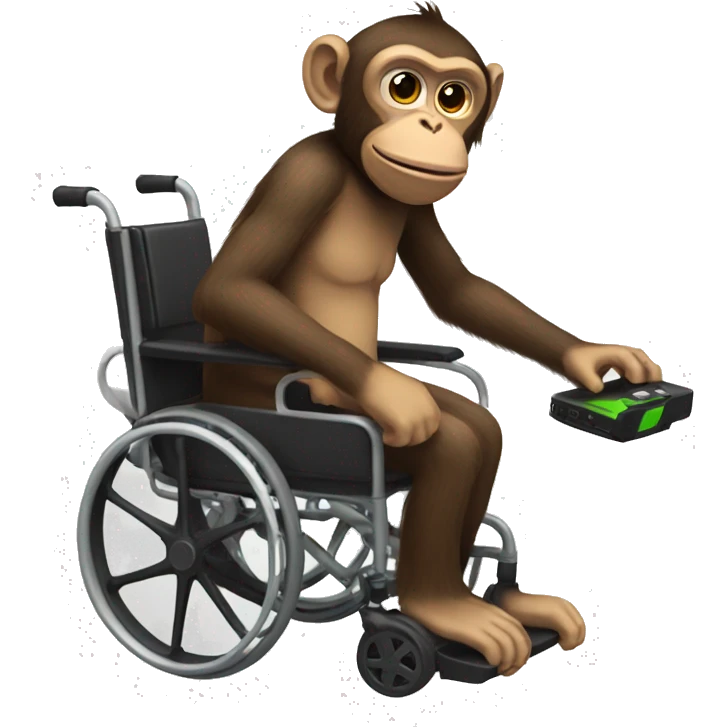 Monkey in a wheelchair playing xbox  emoji