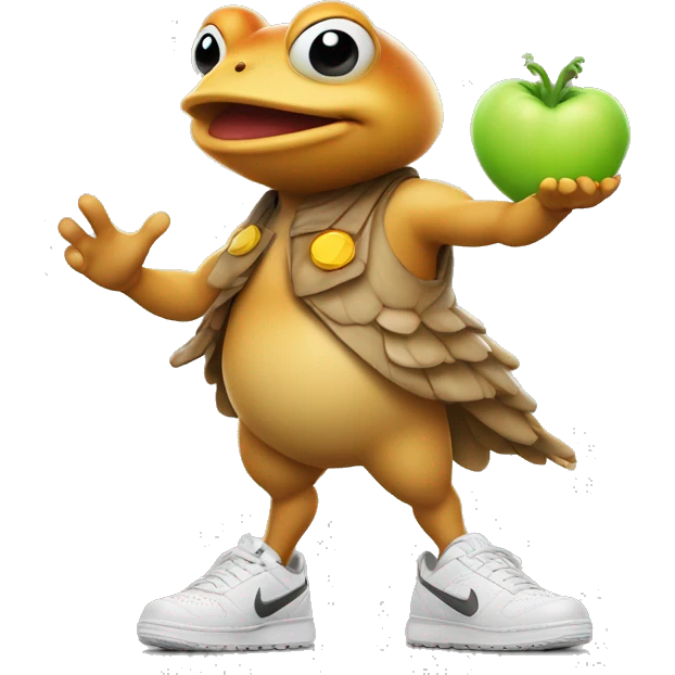 Toad in a Nike chicken, with a glo in hand emoji