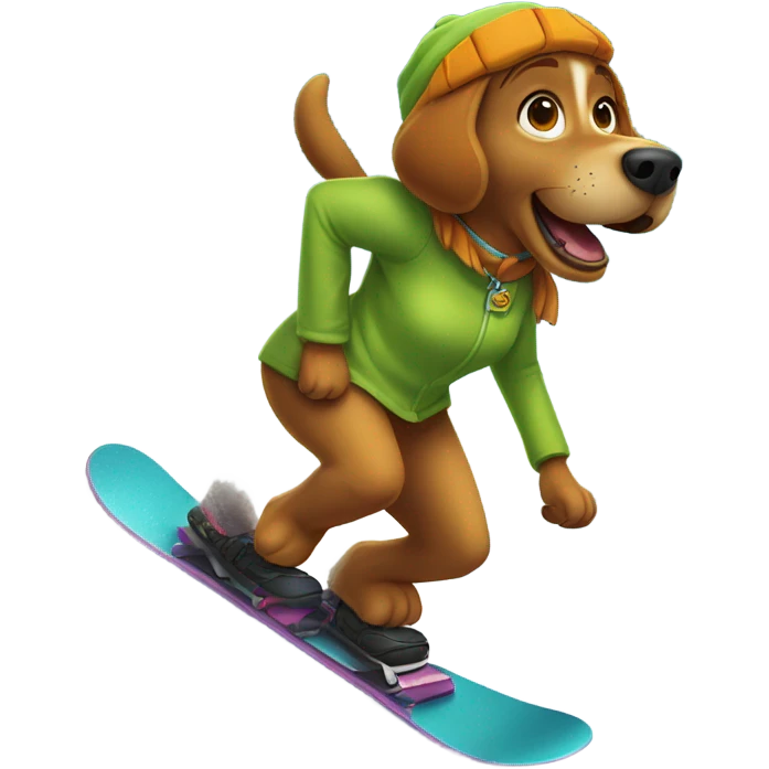 A girl in a Scooby Doo costume is snowboarding emoji