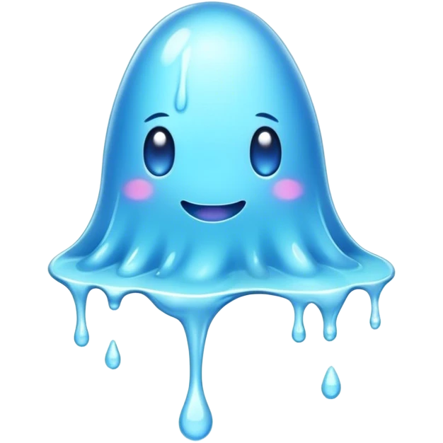 Cinematic Realistic Clear Blue Slime, glossy and translucent with a soft blue hue, light reflecting off its smooth surface, subtle bubbles trapped inside, slightly jiggling with movement, delicate highlights enhancing its wet and squishy texture, glowing with a soft, magical aura. emoji