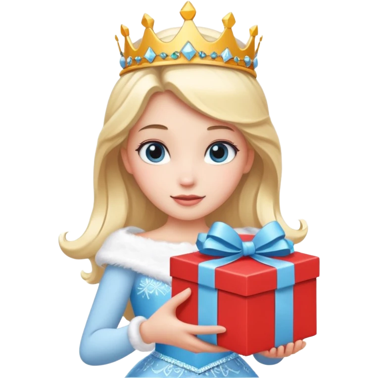 White Snow princess hold carton box gift emoji