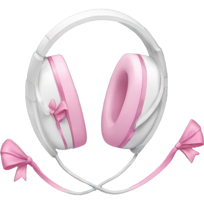 A pair of aesthetic headphones white with pink bows emoji