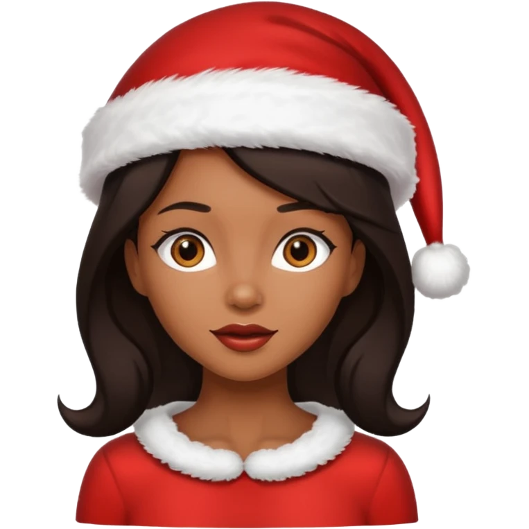 black brunette woman with wearing Santa  emoji