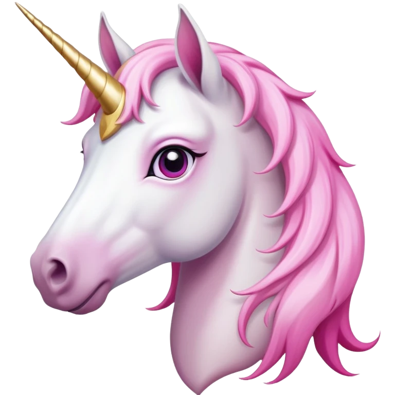 head of an anthropomorphised female unicorn horse, looking straight ahead, standard pose emoji