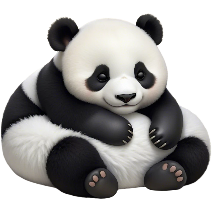 Meme-Worthy Cute Sleeping Baby Panda Portrait Emoji, Head resting peacefully with a contented smile, showcasing a tiny, irresistibly fluffy build and a luxuriously soft black and white Fur, eyes shut in a serene, restful nap, Simplified yet hilariously adorable features, highly detailed, glowing with a soft, drowsy light, high shine, relaxed and utterly lovable, stylized with an air of playful laziness, bright and heartwarming, soft glowing outline, capturing the essence of a comically sleepy baby panda, so meme-worthy it feels like it could instantly become the next viral sensation of adorable slumber! emoji