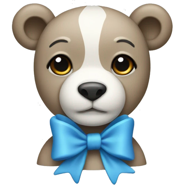 blue colored teddy with white bow emoji