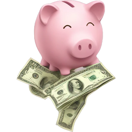 dollar falling into a piggy bank emoji