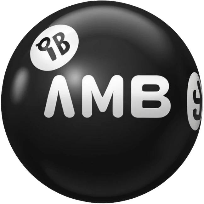 Black pull Ball with MB written on it emoji