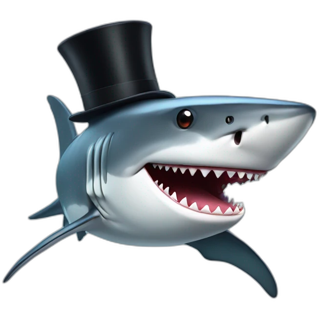Shark with a top hat emoji