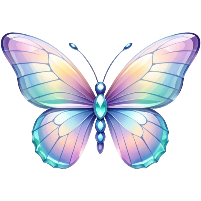 Sparkly glossy Pastel iridescent glass crystal butterfly emoji