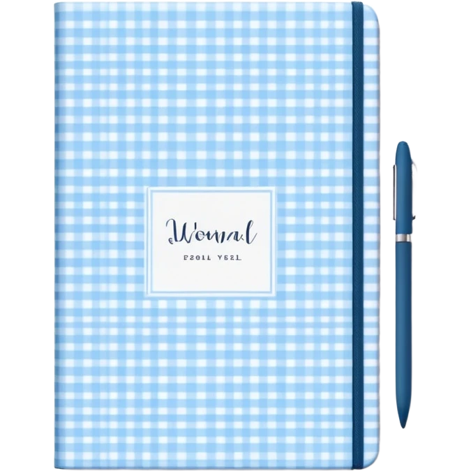 Cute  journal cover, pastel blue gingham pattern
Handwritten feminine typography, soft aesthetic, cozy girl vibe
Clean product mockup, minimal shadows, lifestyle stationery style emoji