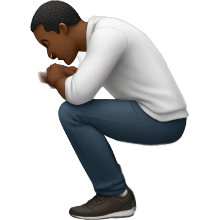 man kneeling in front of computer emoji
