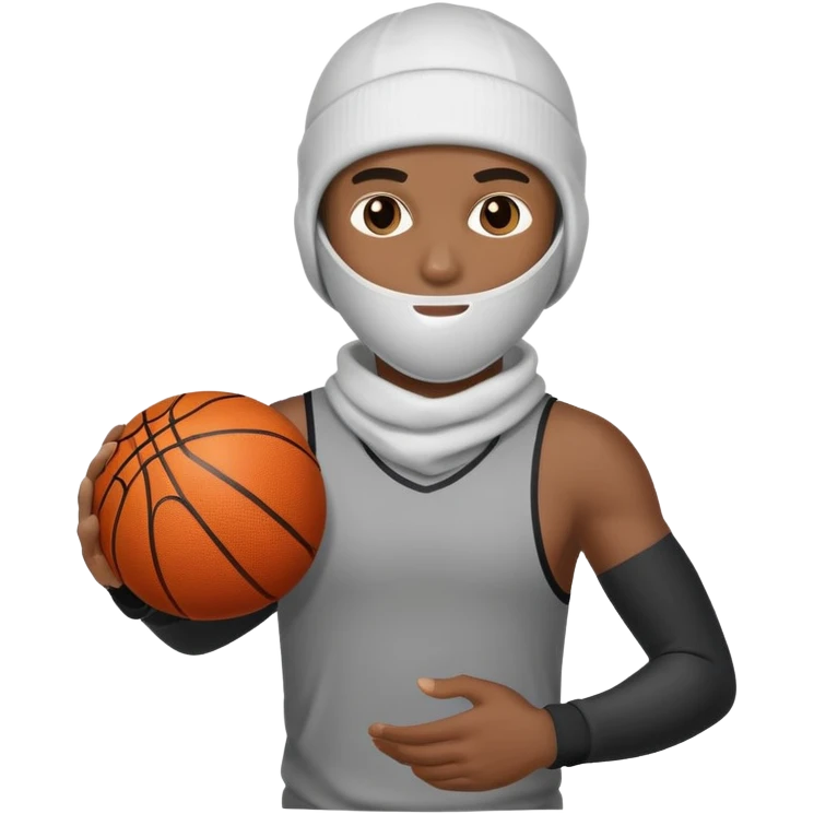 Black man with ski mask holding a basketball emoji