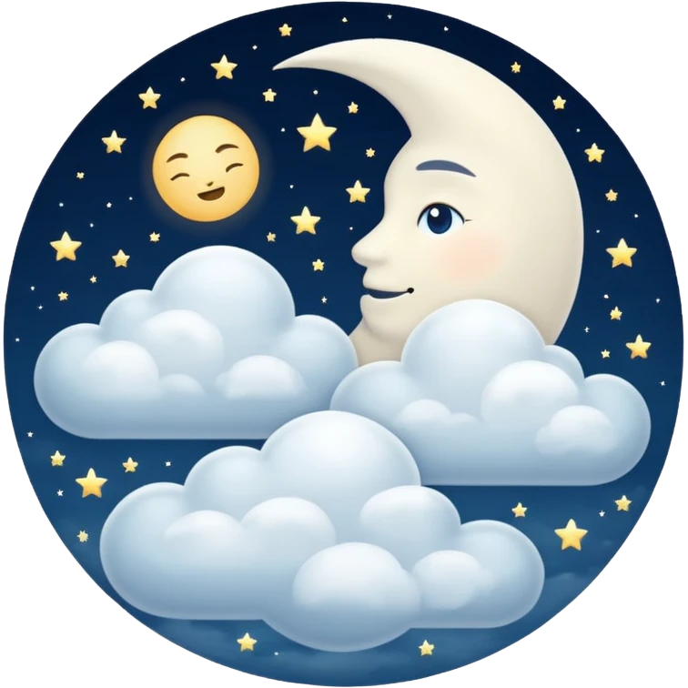 Good night with clouds and the moon in the sky emoji