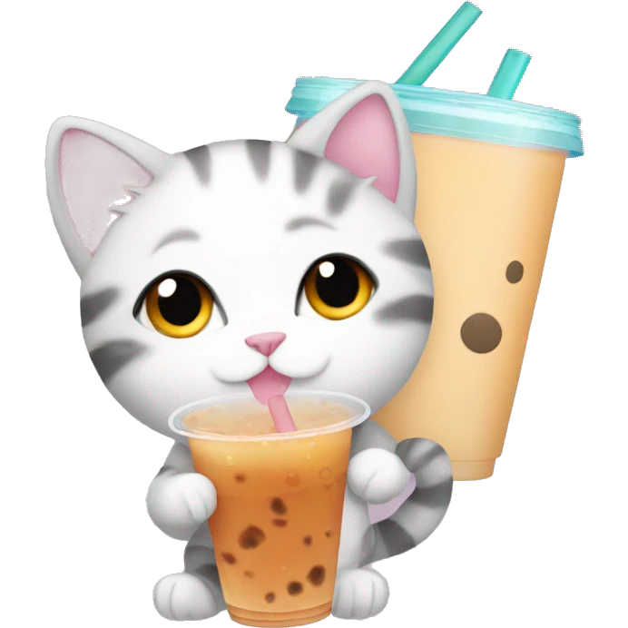 a kitty drinking bubble tea emoji