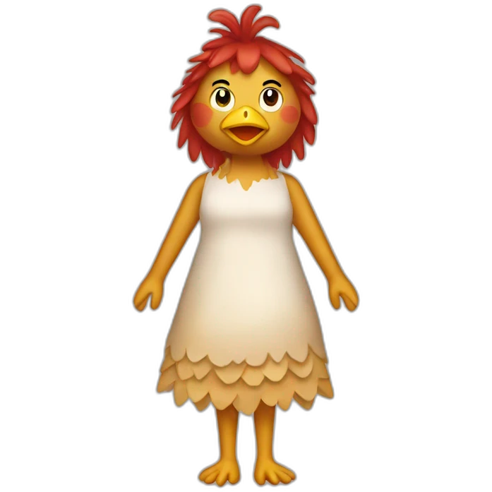 chicken dress as a women, make up emoji