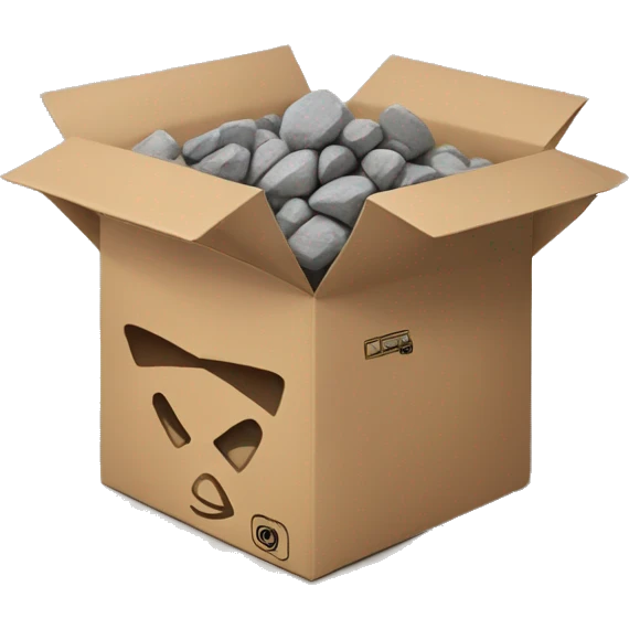 cardboard box full of rocks emoji