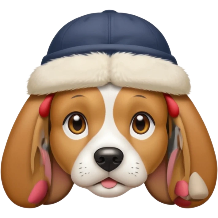 Beagle wearing backwards hat emoji