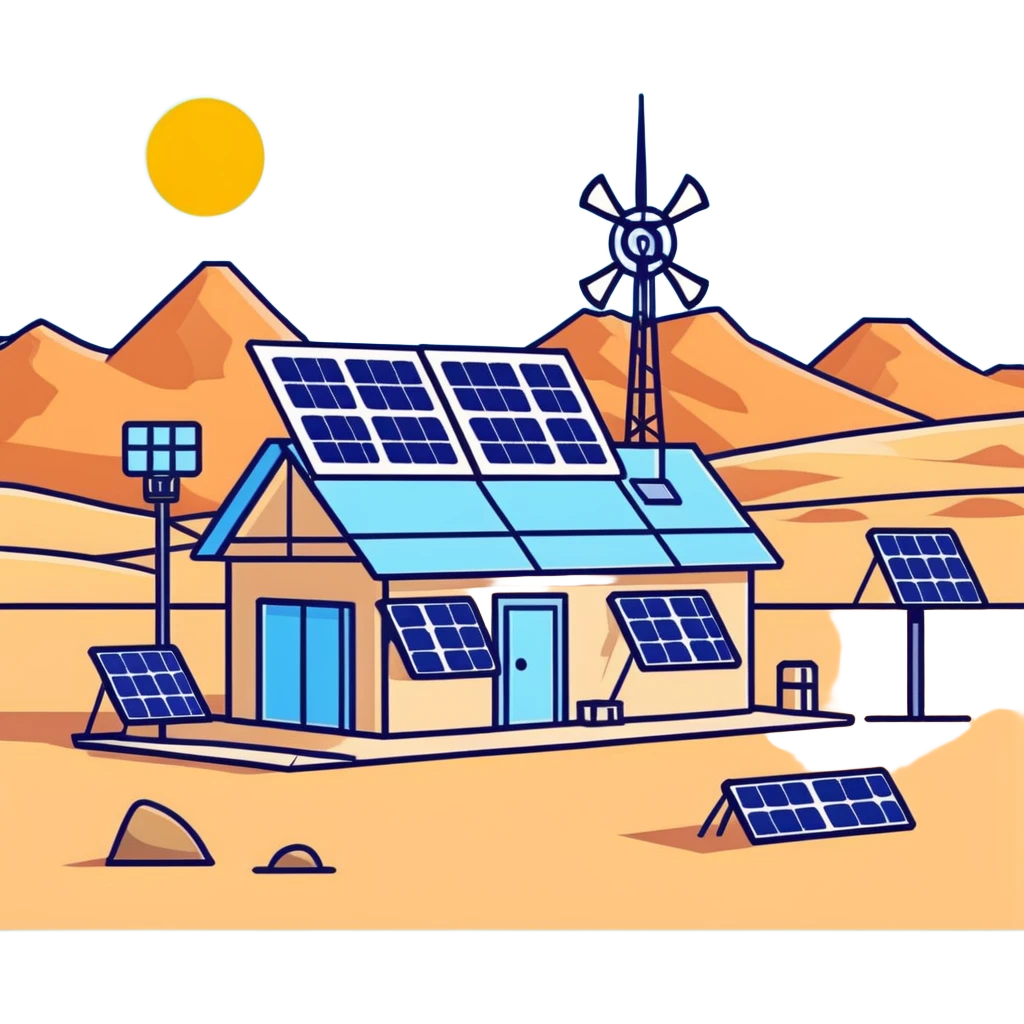 Desert outpost with solar panels and antennas emoji